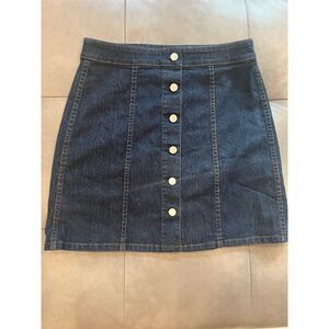 Theory Women's Blue Denim A-Line Mini Skirt Size 2 Casual